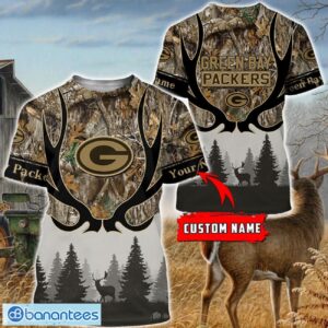 Green Bay Packers Custom Name Hunting Camo Style 3D Hoodie T-Shirt Sweatshirt Product Photo 4