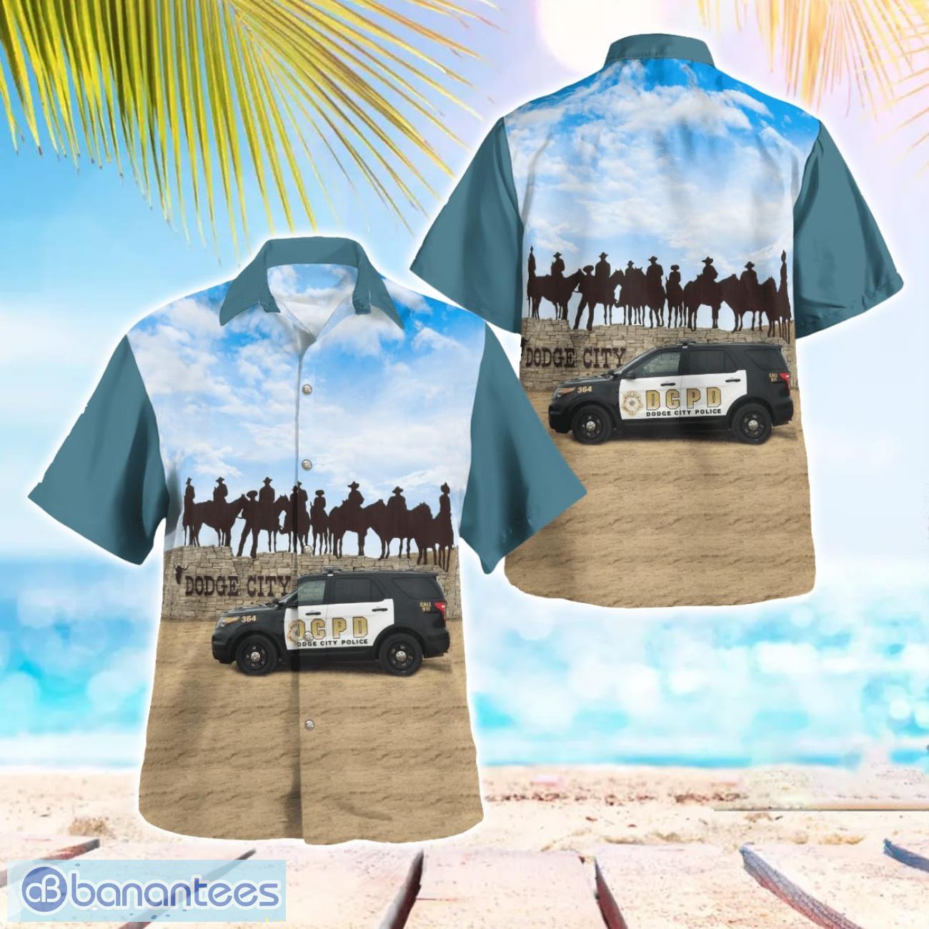 kansas dodge city police department hawaiian shirt image Kansas, Dodge City Police Department Hawaiian Shirt Product Photo 1