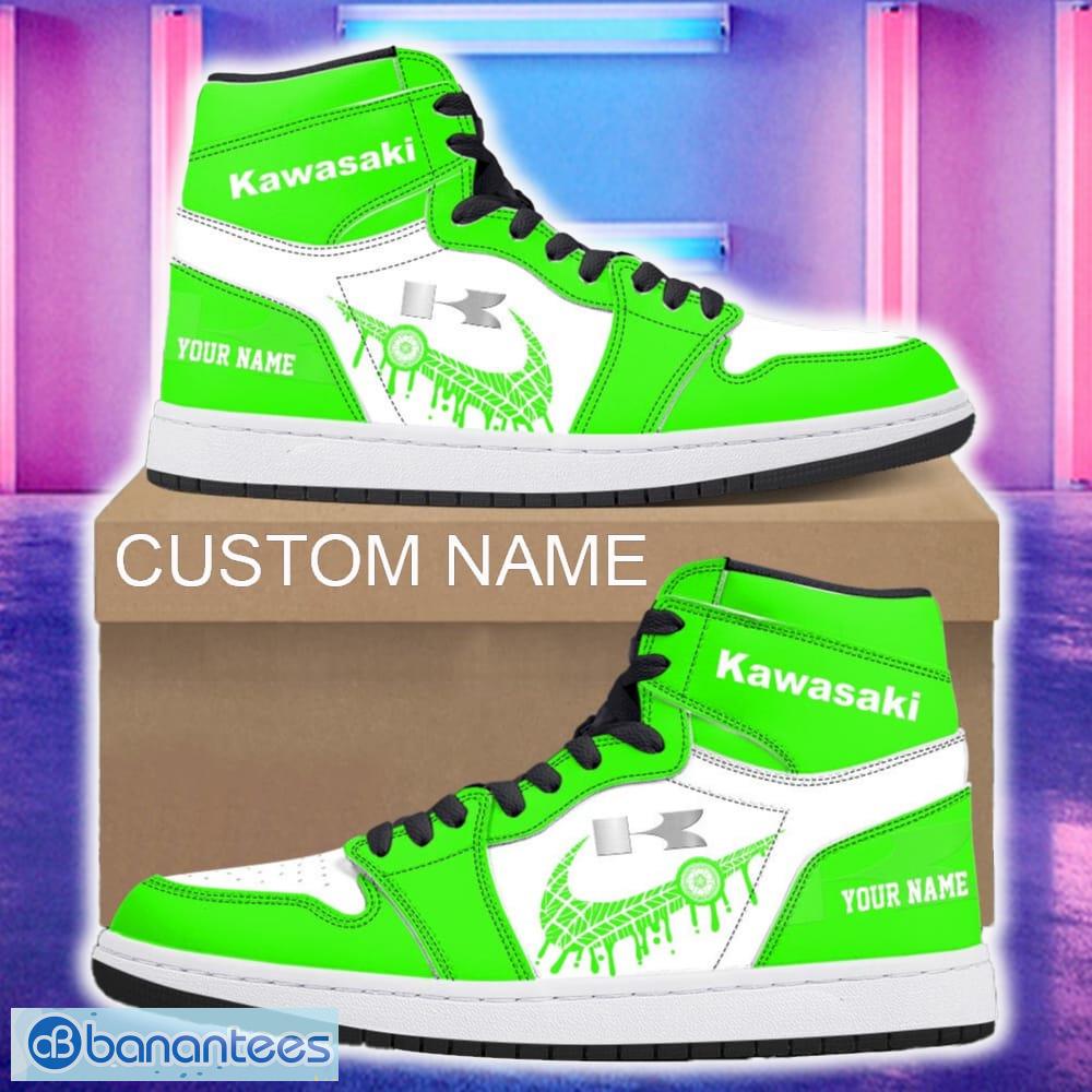 kawasaki car air jordan 1 hightop shoes new for fans gift aj1 sneaker custom name image Kawasaki Car Air Jordan 1 Hightop Shoes New For Fans Gift AJ1 Sneaker Custom Name - Kawasaki Air Jordan 1 Hightop Shoes_4