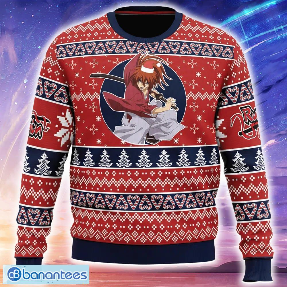 kenshin himura rurouni kenshin samurai x knitted christmas sweater trending holidays for men women fans image Kenshin Himura Rurouni Kenshin Samurai X Knitted Christmas Sweater Trending Holidays For Men Women Fans - Kenshin Himura Rurouni Kenshin Samurai X Ugly Christmas Sweater_1