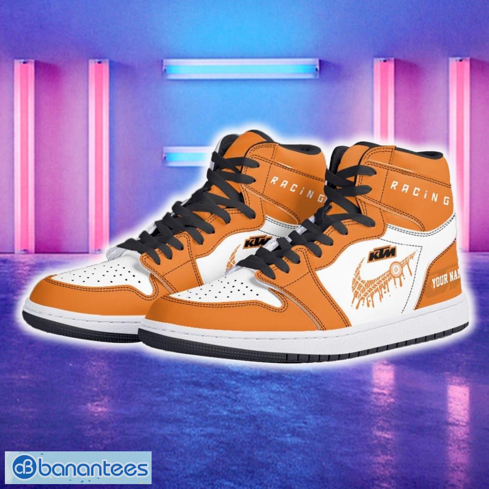 ktm car air jordan 1 hightop shoes new for fans gift aj1 sneaker custom name 1 image KTM Car Air Jordan 1 Hightop Shoes New For Fans Gift AJ1 Sneaker Custom Name - KTM Air Jordan 1 Hightop Shoes_5