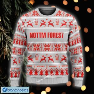 NEW Reindeer Nottingham Forest Knitted Christmas Sweater Gift For Adult Custom Name - EPL Nottingham Forest Ugly Christmas Sweater For Men And Women Photo 1