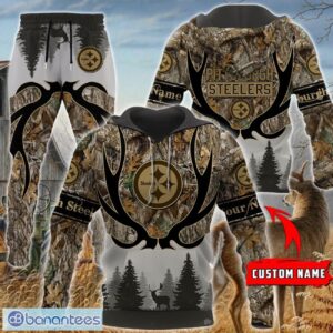 Pittsburgh Steelers Custom Name Hunting Camo Style 3D Hoodie T-Shirt Sweatshirt Product Photo 1