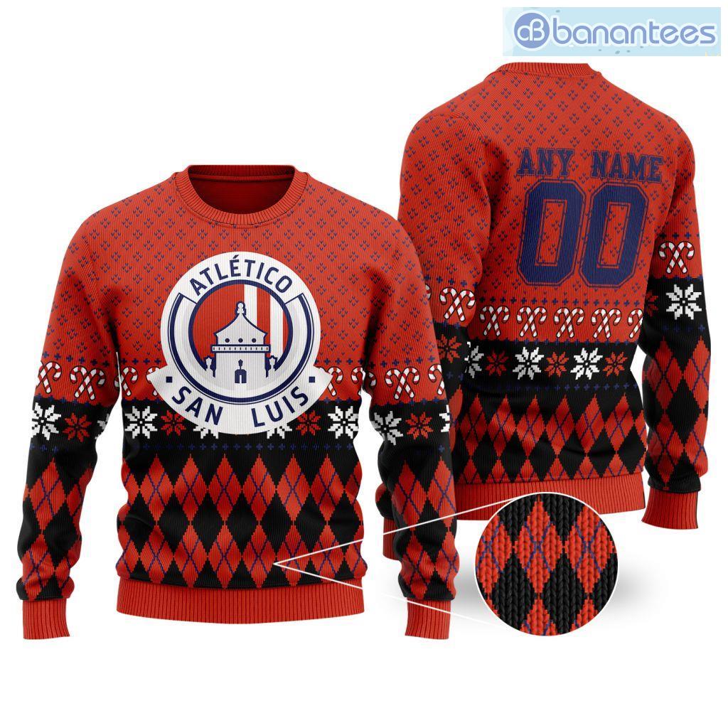 liga mx atletico san luis special christmas ugly sweater custom name and number image Liga Mx Atletico San Luis Special Christmas Ugly Sweater Custom Name And Number Product Photo 1