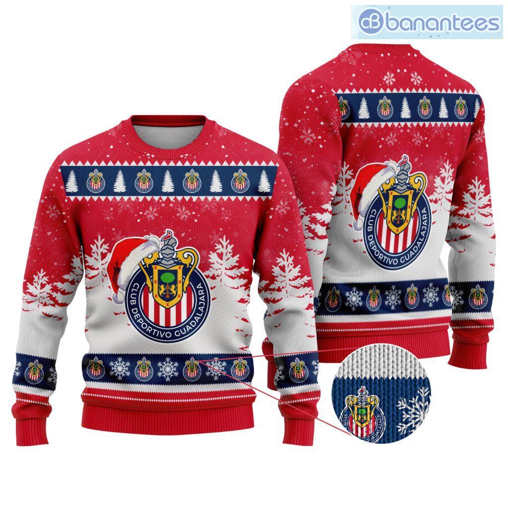 liga mx chivas guadalajara special christmas ugly sweater design new image Liga Mx Chivas Guadalajara Special Christmas Ugly Sweater Design New Product Photo 1