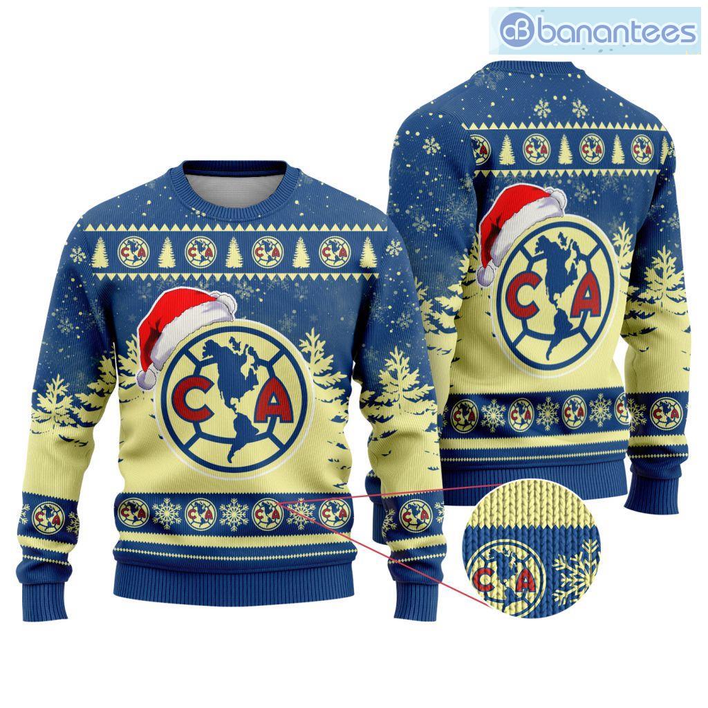 liga mx club america special christmas ugly sweater design new image Liga Mx Club America Special Christmas Ugly Sweater Design New Product Photo 1