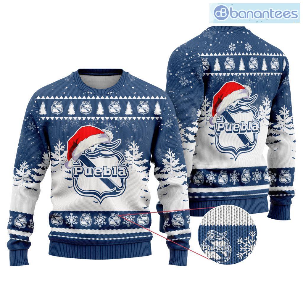 liga mx club puebla special christmas ugly sweater design new image Liga Mx Club Puebla Special Christmas Ugly Sweater Design New Product Photo 1