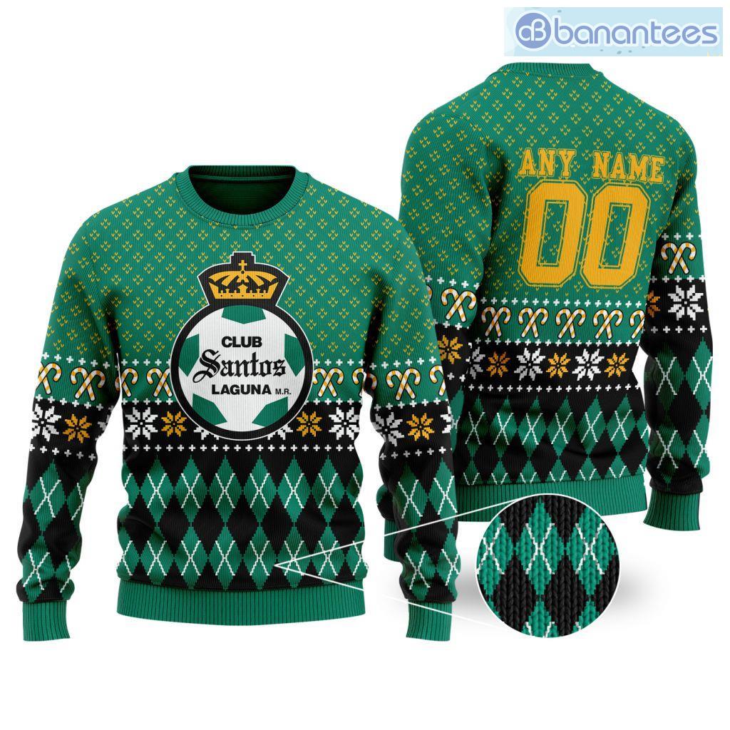 liga mx club santos laguna special christmas ugly sweater custom name and number image Liga Mx Club Santos Laguna Special Christmas Ugly Sweater Custom Name And Number Product Photo 1