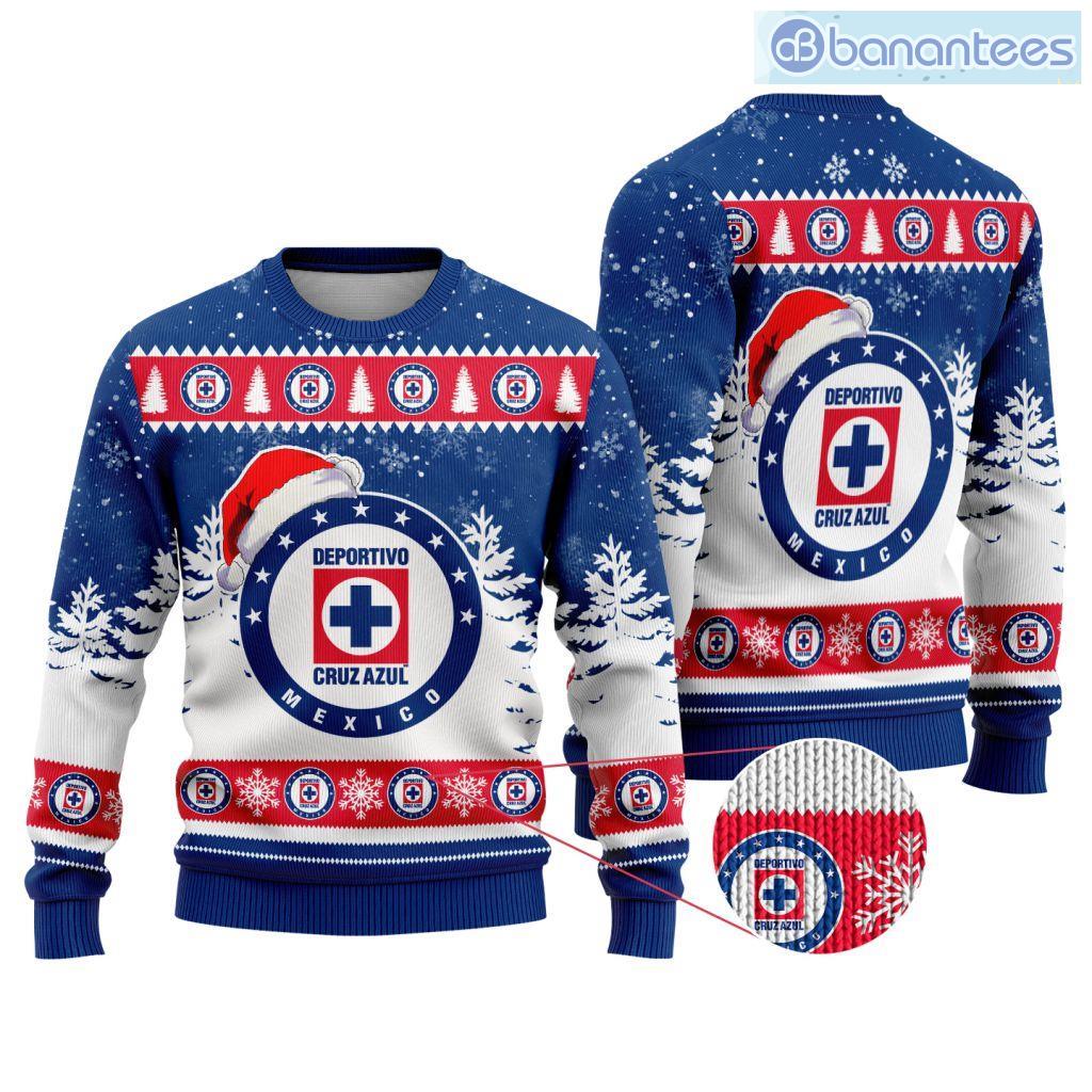 liga mx cruz azul special christmas ugly sweater design new image Liga Mx Cruz Azul Special Christmas Ugly Sweater Design New Product Photo 1