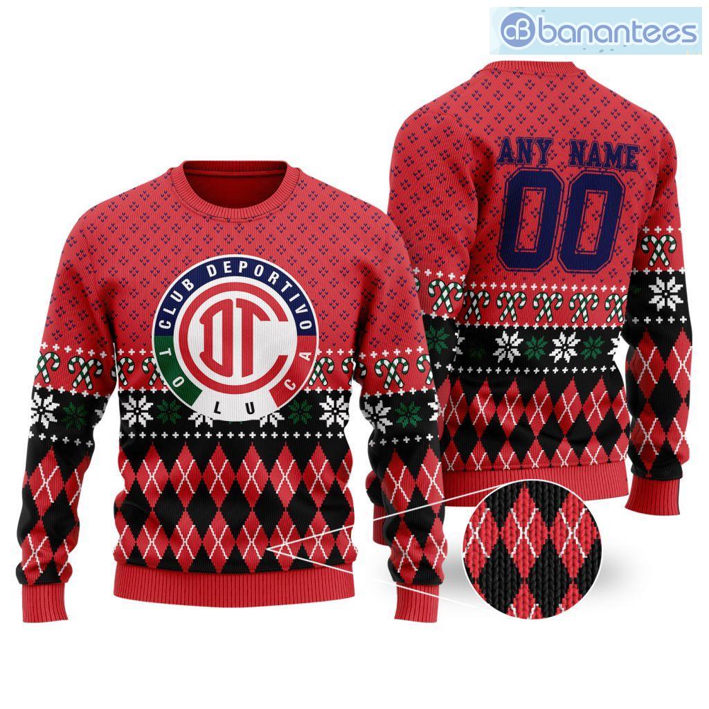 liga mx deportivo toluca special christmas ugly sweater custom name and number image Liga Mx Deportivo Toluca Special Christmas Ugly Sweater Custom Name And Number Product Photo 1