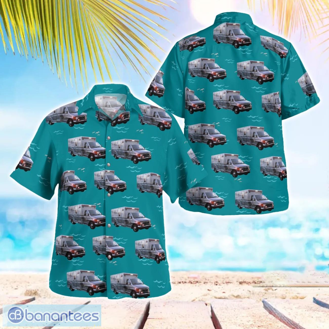 louisville kentucky louisville metro ems transport ambulance hawaiian shirt image Louisville, Kentucky, Louisville Metro EMS Transport Ambulance Hawaiian Shirt Product Photo 1