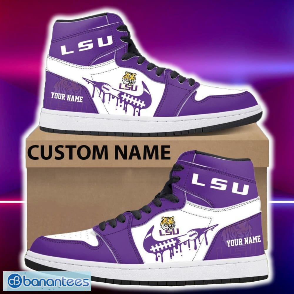 lsu tigers air jordan hightop shoes new custom name for fans gift sneaker image LSU Tigers Air Jordan Hightop Shoes New Custom Name For Fans Gift Sneaker - LSU Tigers Air Jordan Hightop Shoes Photo 4