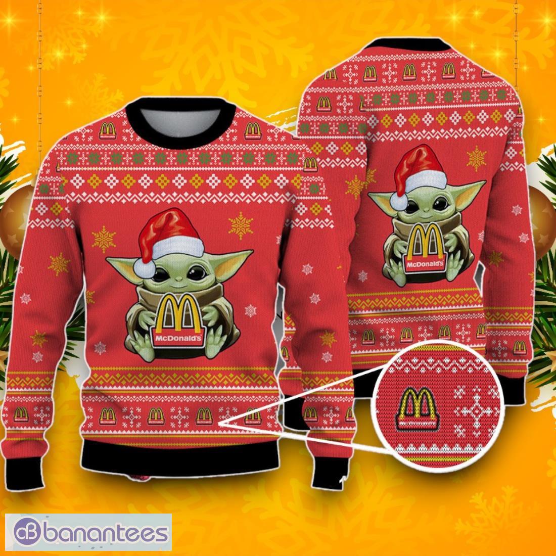 mcdonalds baby yoda ugly christmas sweater best gift ideas 2024 for fans image Mcdonald's Baby Yoda Ugly Christmas Sweater, Best Gift Ideas 2024 For Fans Product Photo