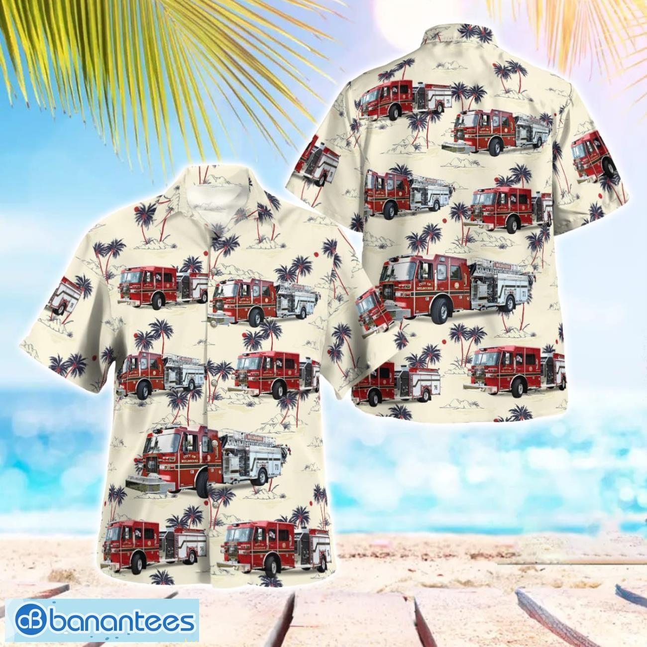 melbourne florida melbourne fire department hawaiian shirt beach shirt summer holiday gift image Melbourne, Florida, Melbourne Fire Department Hawaiian Shirt Beach Shirt Summer Holiday Gift Product Photo 1