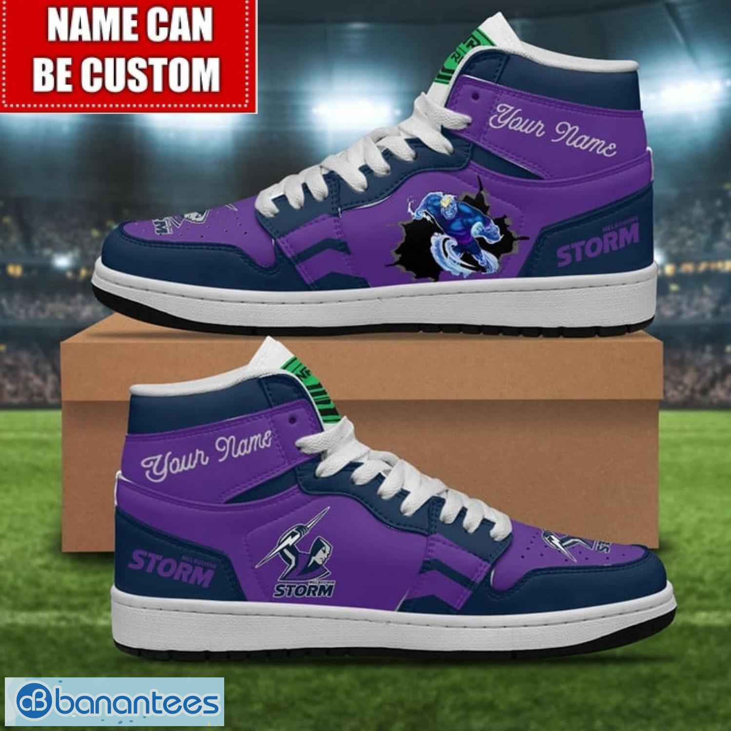 melbourne storm custom name limited air jordan hightop shoes jd1 sneakers image Melbourne Storm Custom Name Limited Air Jordan Hightop Shoes JD1 Sneakers Product Photo 1