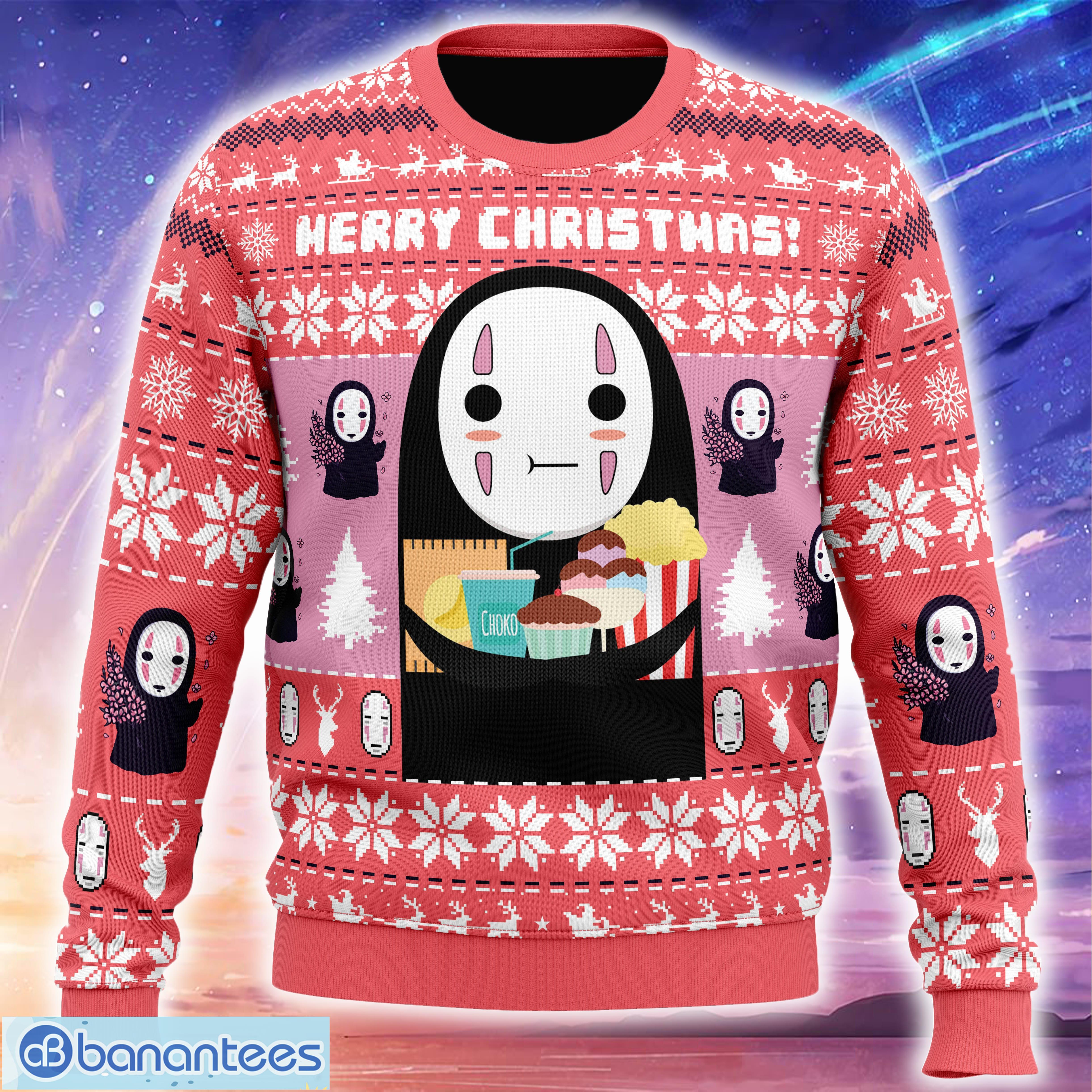 merry christmas no face spirited away ugly christmas sweater trending holidays for men women fans image Merry Christmas No Face Spirited Away Ugly Christmas Sweater Trending Holidays For Men Women Fans - Merry Christmas No Face Spirited Away Ugly Christmas Sweater_1