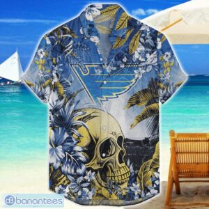 St Louis Blues Tropical Skull Halloween 3D Hawaiian Shirt For Men Women NHL Fans Product Photo 1
