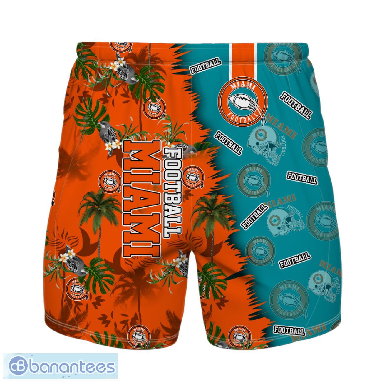 miami football team hawaiian shirt and shorts custom name number tropical style hawaiian shirt 1 image Miami Football Team Hawaiian Shirt And Shorts Custom Name Number Tropical Style Hawaiian Shirt Product Photo 2