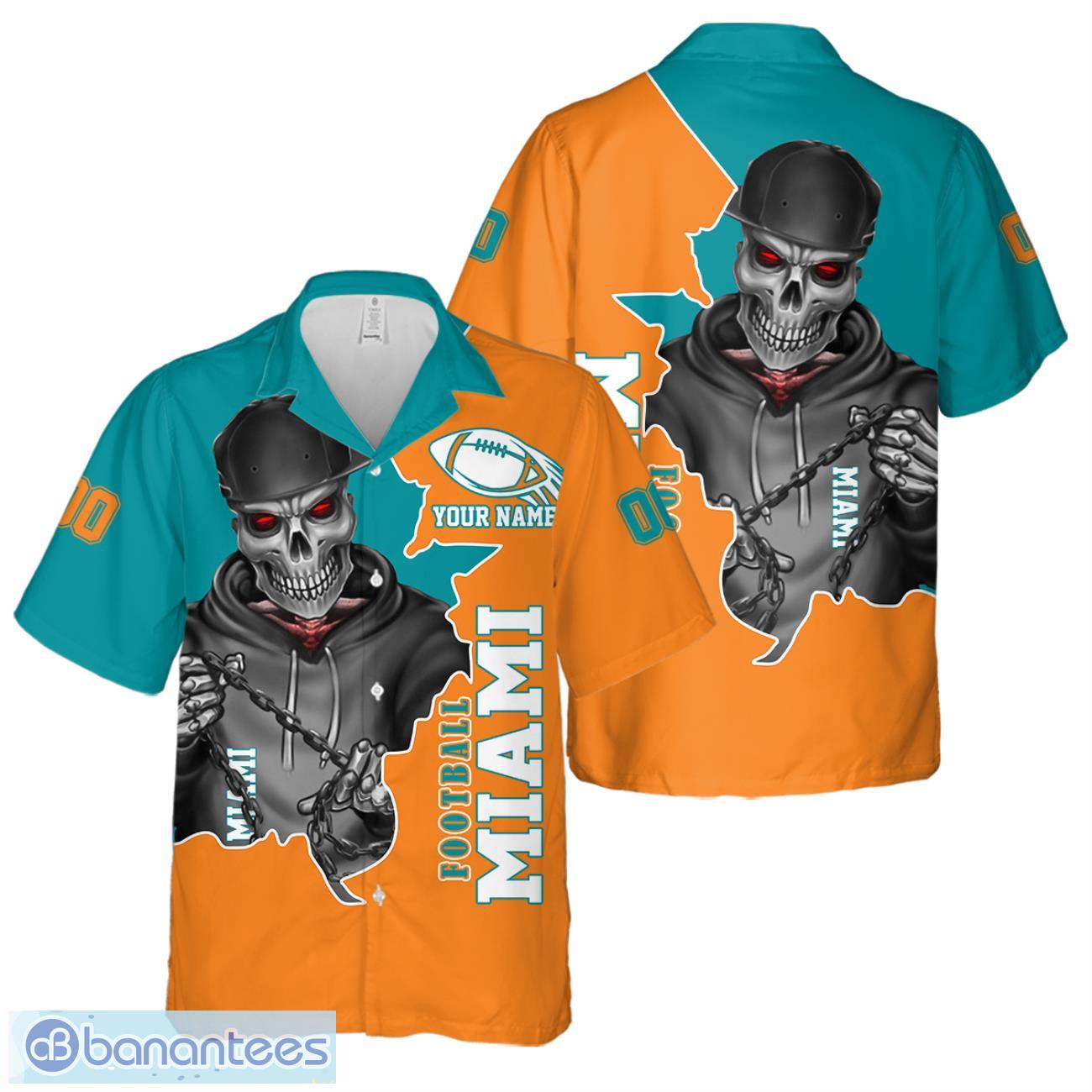 miami football team hawaiian shirt and shorts personalized name and number for fans 1 image Miami Football Team Hawaiian Shirt And Shorts Personalized Name And Number For Fans Product Photo 2