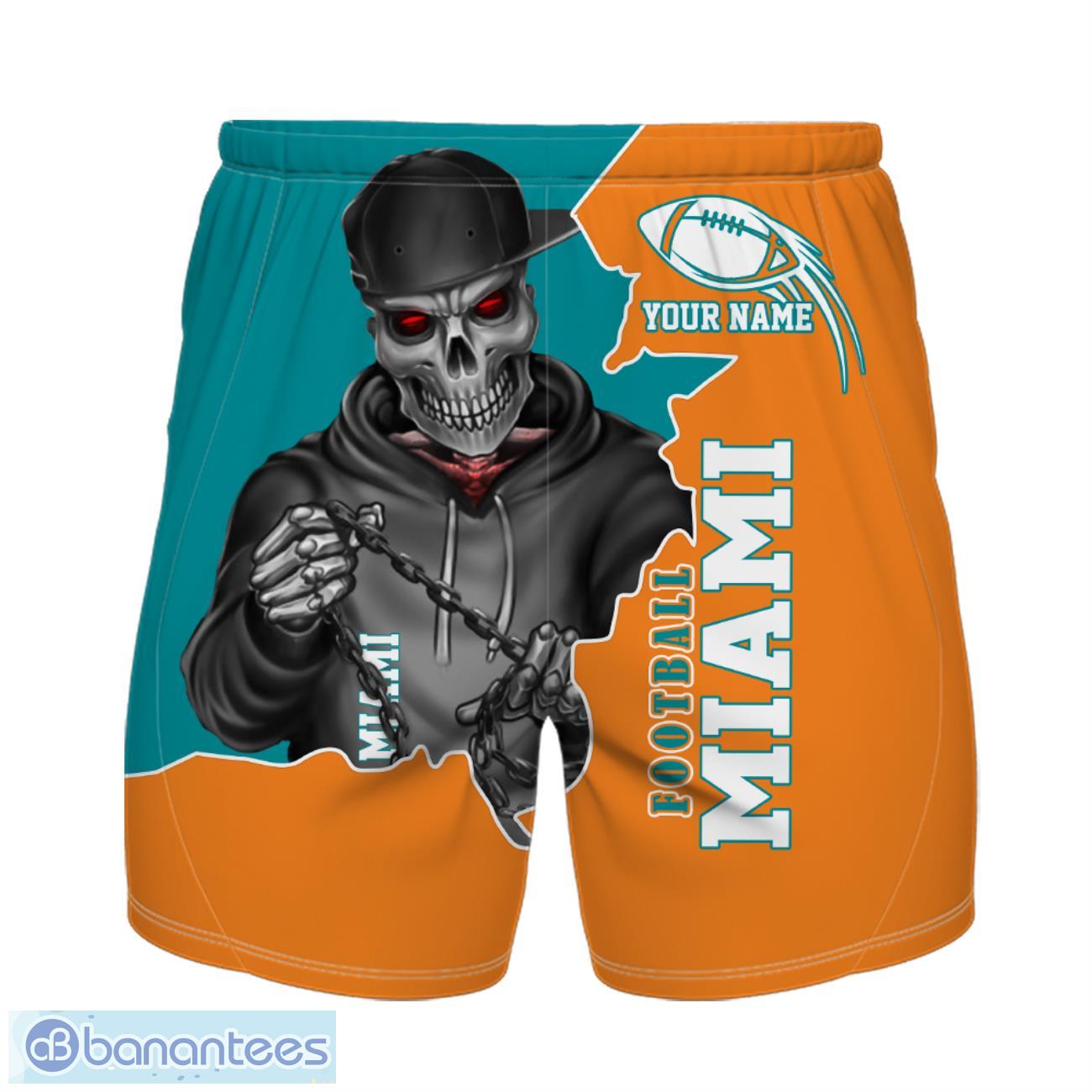 miami football team hawaiian shirt and shorts personalized name and number for fans image Miami Football Team Hawaiian Shirt And Shorts Personalized Name And Number For Fans Product Photo 1