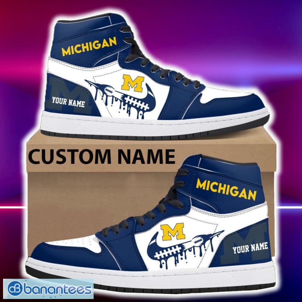 michigan wolverines air jordan hightop shoes new custom name for fans gift sneaker image Michigan Wolverines Air Jordan Hightop Shoes New Custom Name For Fans Gift Sneaker - Michigan Wolverines Air Jordan Hightop Shoes Photo 4