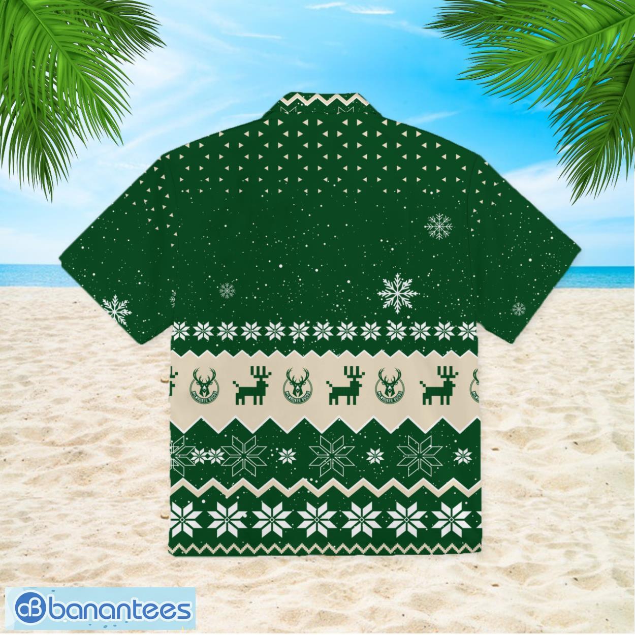 milwaukee bucks christmas hawaiian shirt image Milwaukee Bucks Christmas Hawaiian Shirt Product Photo 1