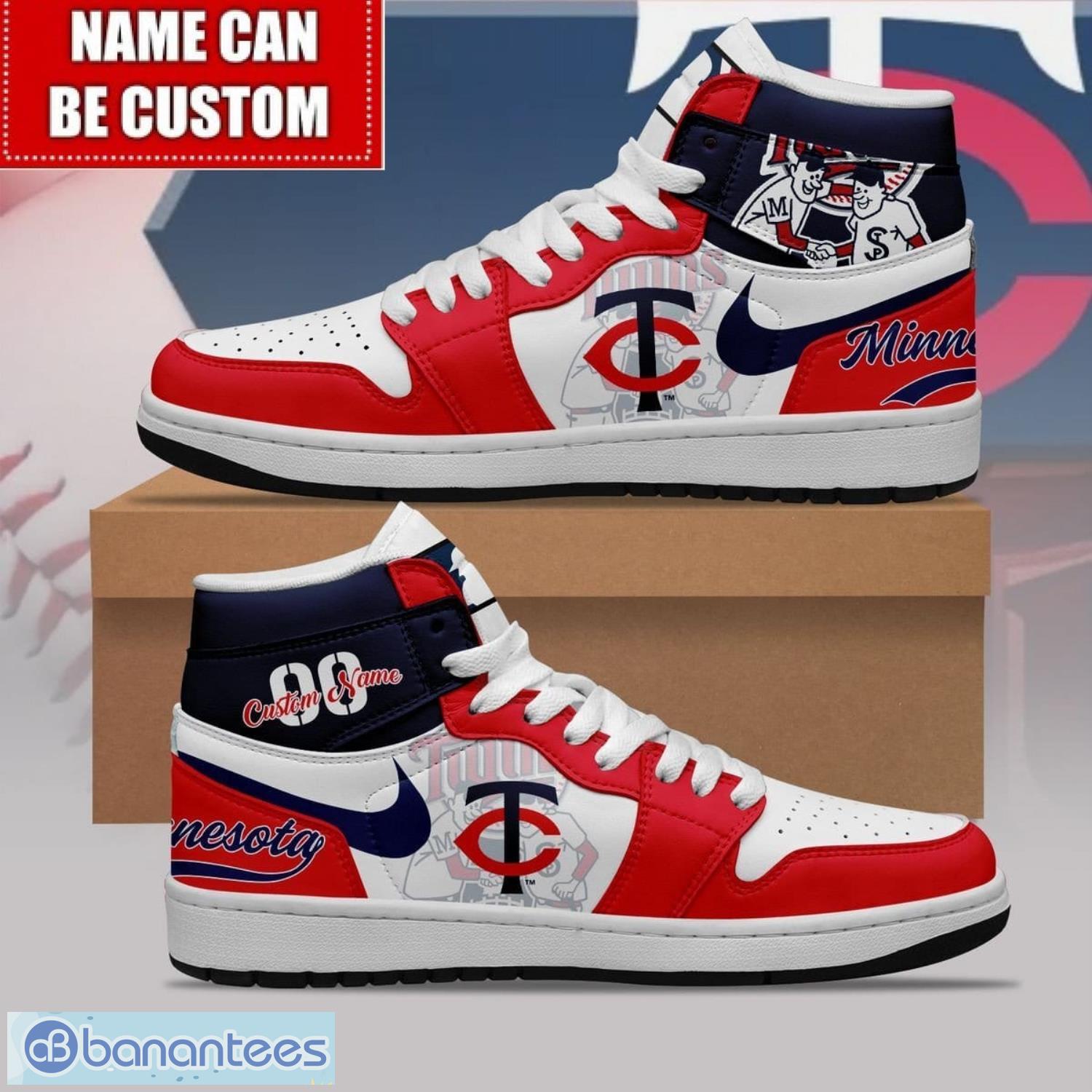 minnesota twins custom name number limited air jordan hightop shoes jd1 sneakers image Minnesota Twins Custom Name Number Limited Air Jordan Hightop Shoes JD1 Sneakers Product Photo 1