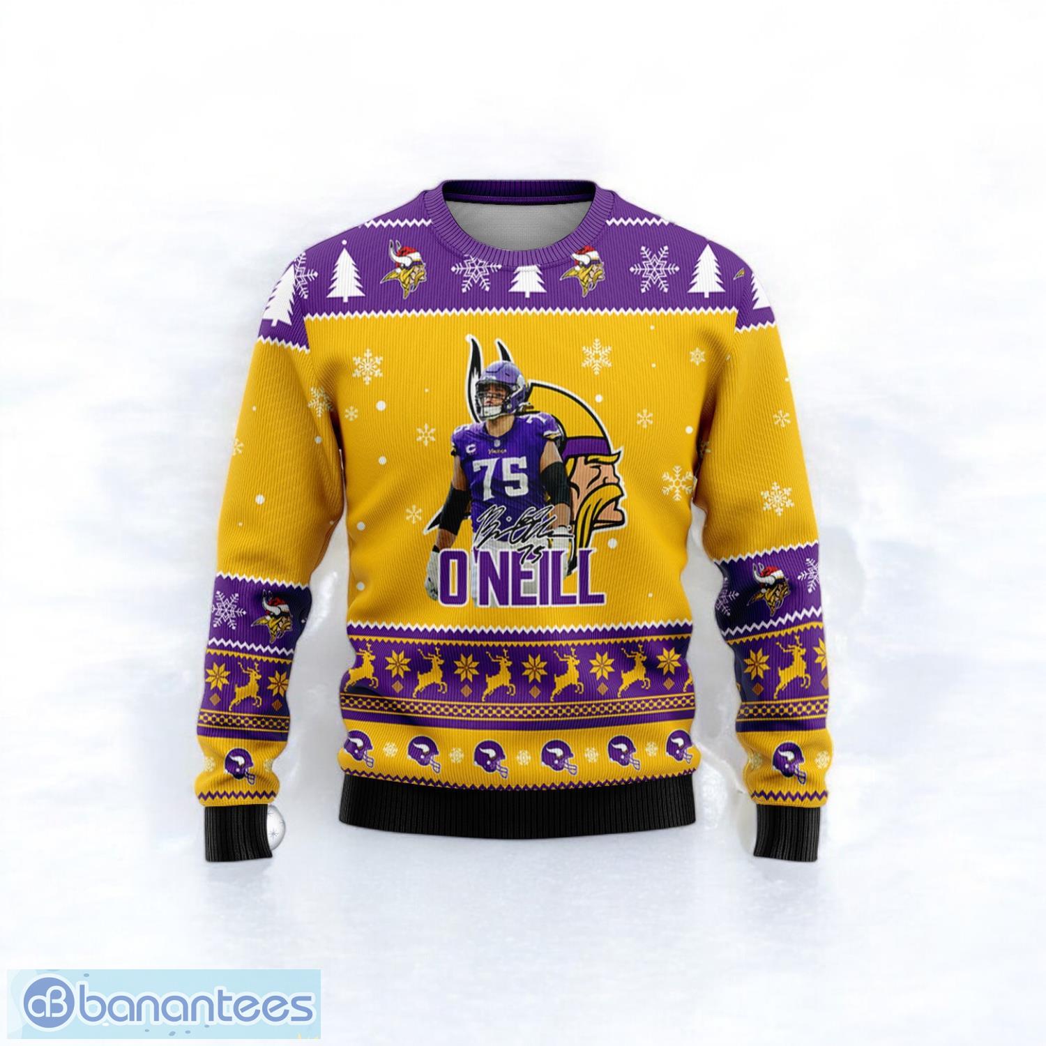 minnesota vikings brian oneill merry xmas sport player 3d ugly christmas sweater 1 image Minnesota Vikings Brian O'Neill Merry Xmas Sport Player 3D Ugly Christmas Sweater Product Photo