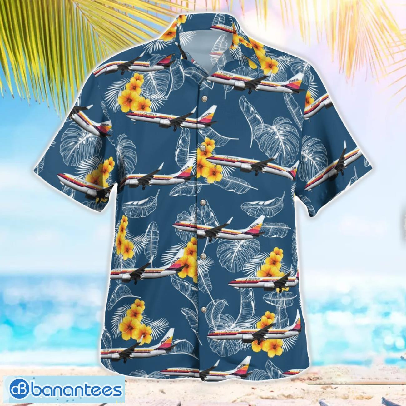 N917NN American Airlines AirCal Heritage Livery 3D Hawaiian Shirt N917NN American Airlines AirCal Heritage Livery 3D Hawaiian Shirt Product Photo 3
