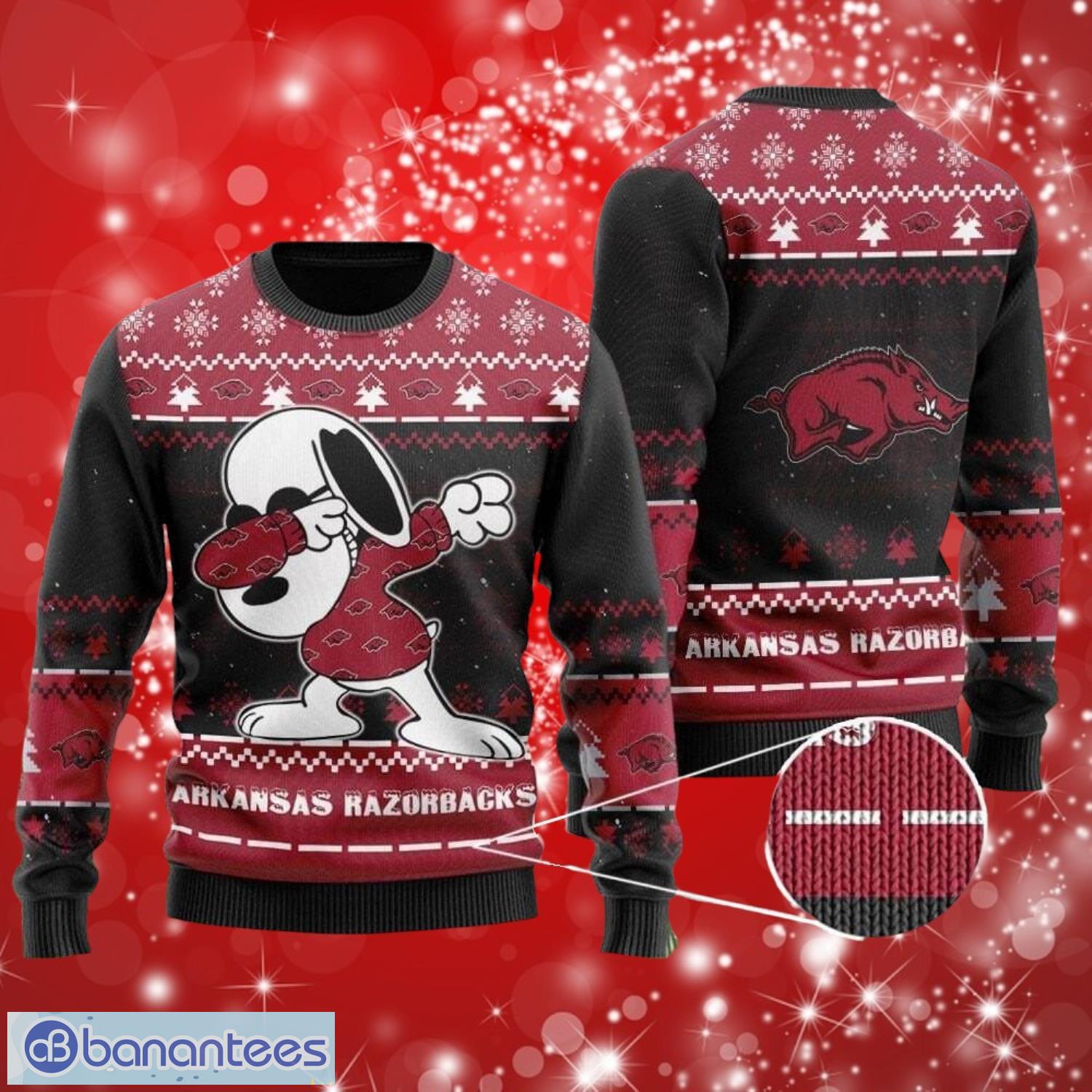 nacc arkansas razorbacks snoopy dabbing christmas full over print gifts christmas 3d sweater shirt image NACC Arkansas Razorbacks Snoopy Dabbing Christmas Full Over Print Gifts Christmas 3D Sweater Shirt Product Photo 1