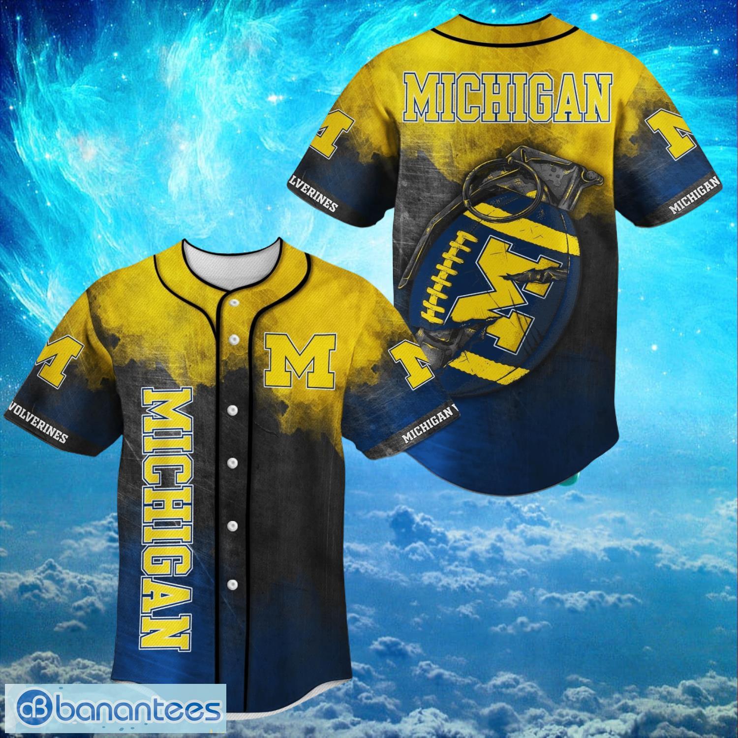 nacc michigan wolverines logo design for fans baseball 3d shirt jersey shirt image NACC Michigan Wolverines Logo Design For Fans Baseball 3D Shirt Jersey Shirt Product Photo 1