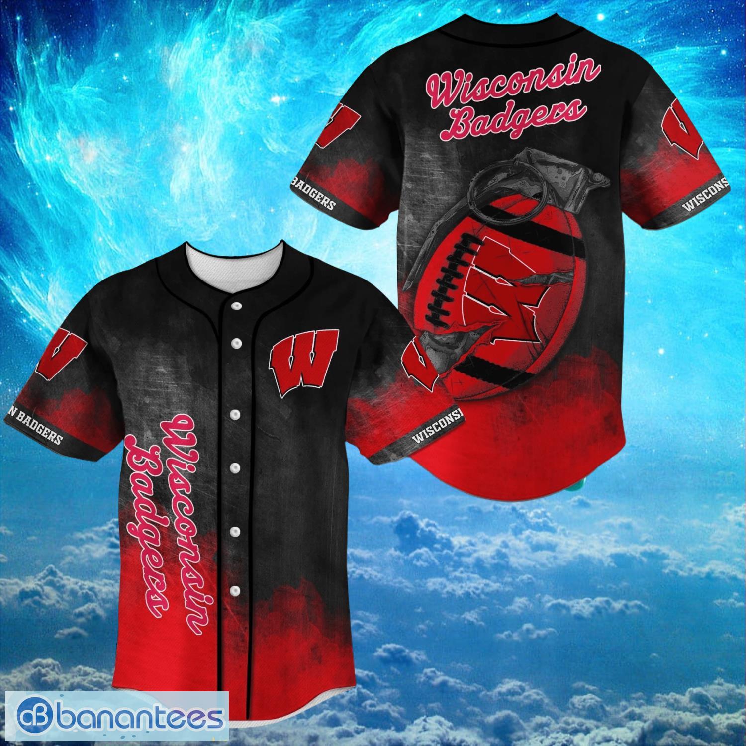 nacc wisconsin badgers logo design for fans baseball 3d shirt jersey shirt image NACC Wisconsin Badgers Logo Design For Fans Baseball 3D Shirt Jersey Shirt Product Photo 1