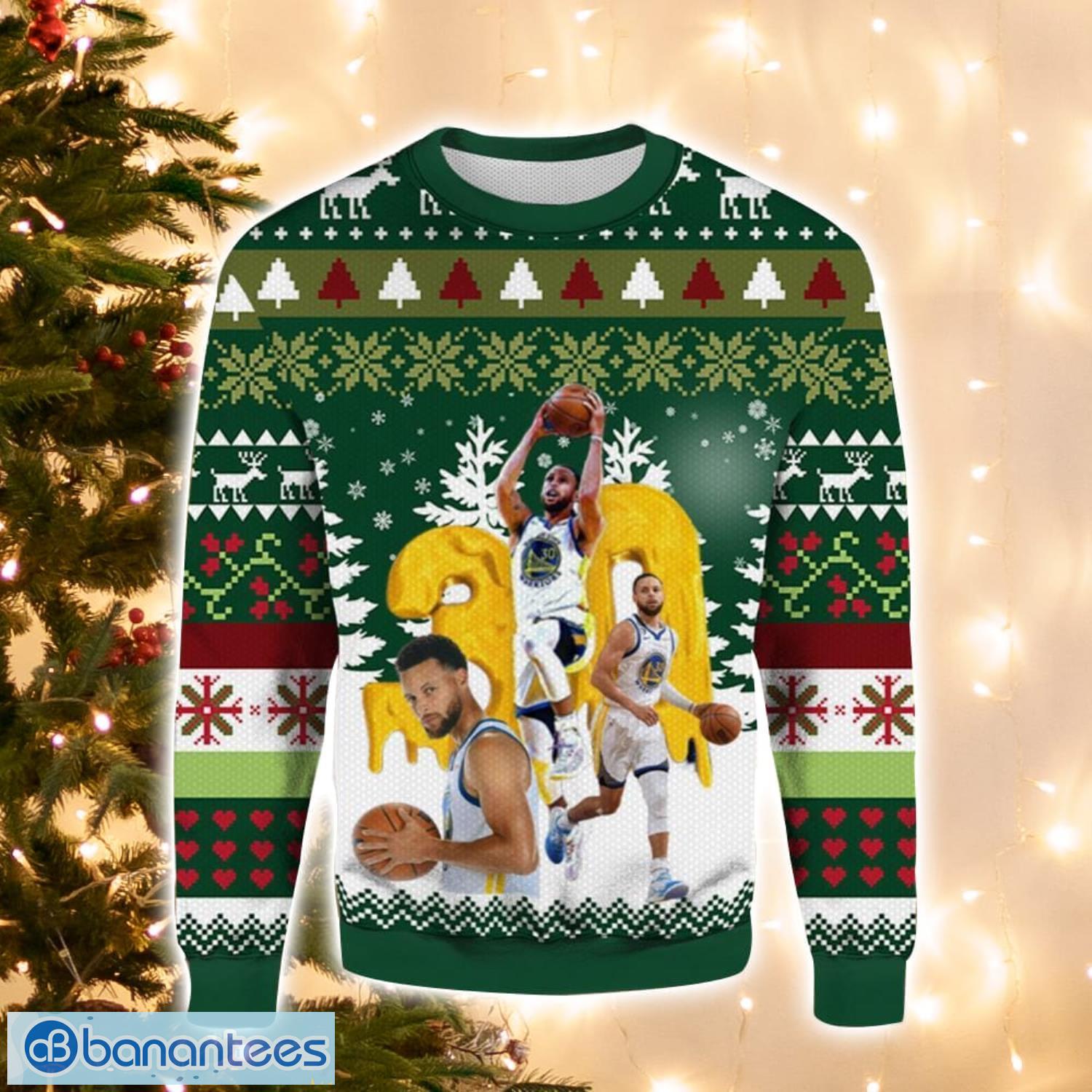 nba stephen curry warriors christmas gift ugly christmas sweater for men and women image NBA Stephen Curry Warriors Christmas Gift Ugly Christmas Sweater For Men And Women Product Photo 1