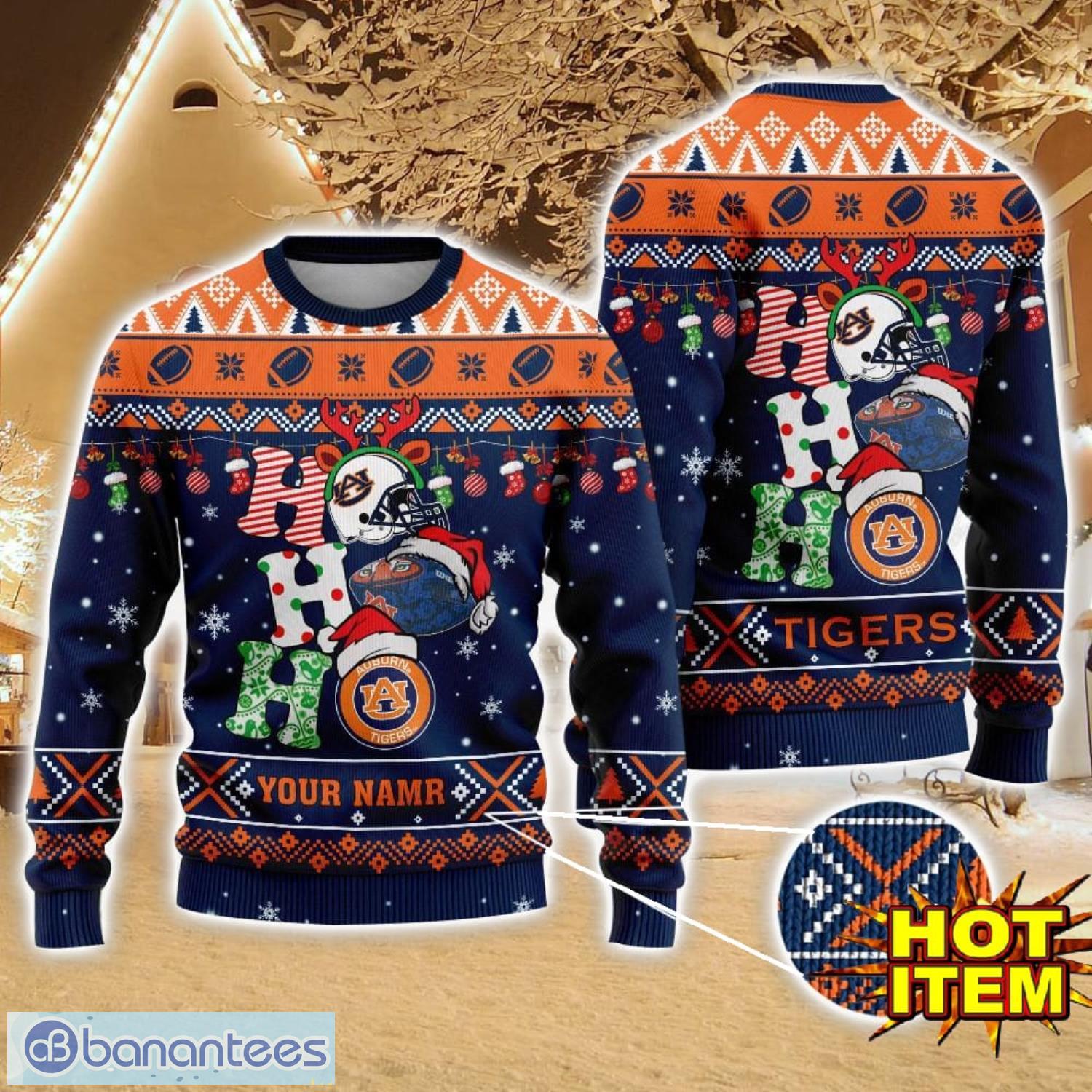 ncaa auburn tigers ugly christmas sweater custom name 3d sweater for fans image NCAA Auburn Tigers Ugly Christmas Sweater Custom Name 3D Sweater For Fans Product Photo 1
