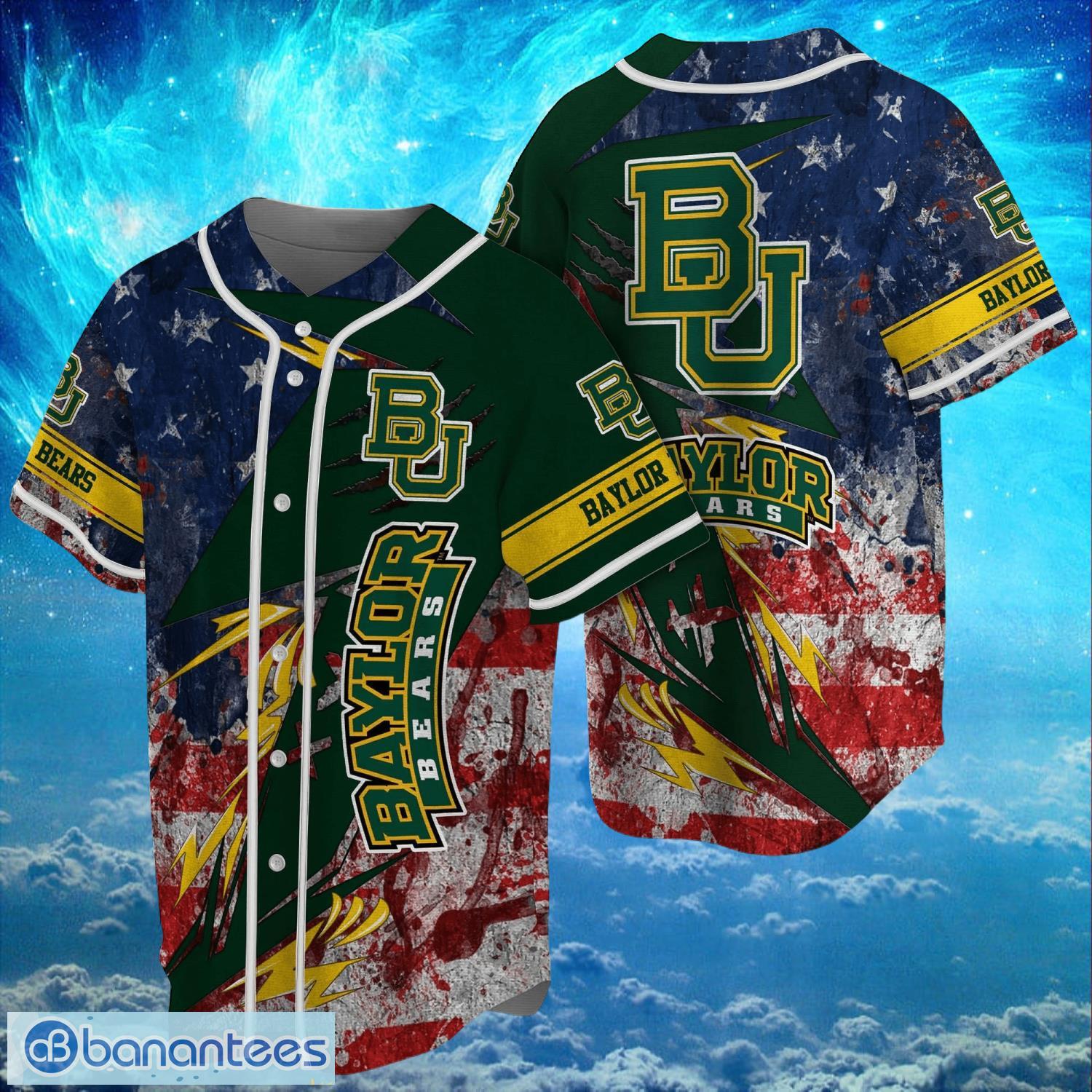 ncaa baylor bears logo design baseball jersay shirt full print image NCAA Baylor Bears Logo Design Baseball Jersay Shirt Full Print Product Photo 1