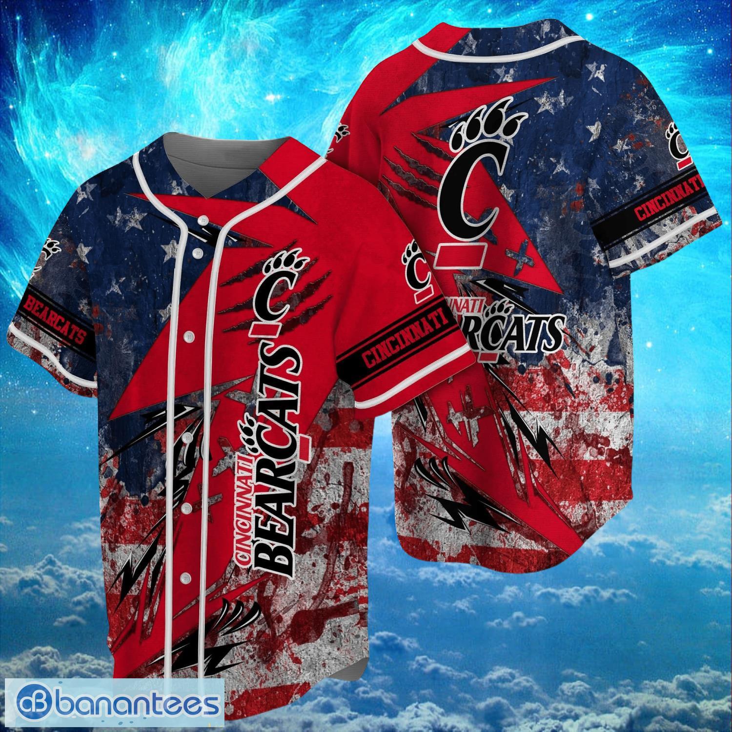ncaa cincinnati bearcats logo design baseball jersay shirt full print image NCAA Cincinnati Bearcats Logo Design Baseball Jersay Shirt Full Print Product Photo 1