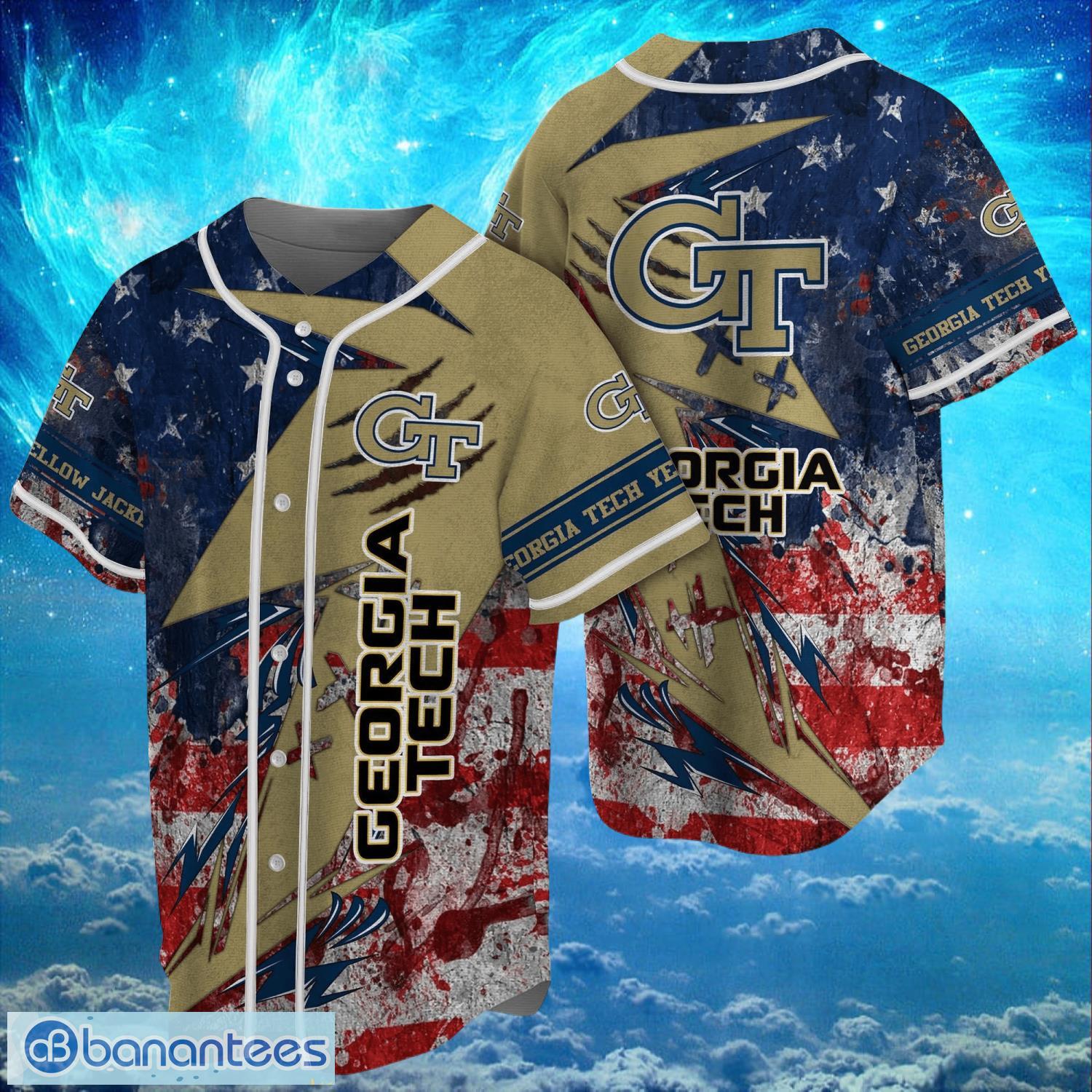 ncaa georgia tech yellow jackets logo design baseball jersay shirt full print image NCAA Georgia Tech Yellow Jackets Logo Design Baseball Jersay Shirt Full Print Product Photo 1