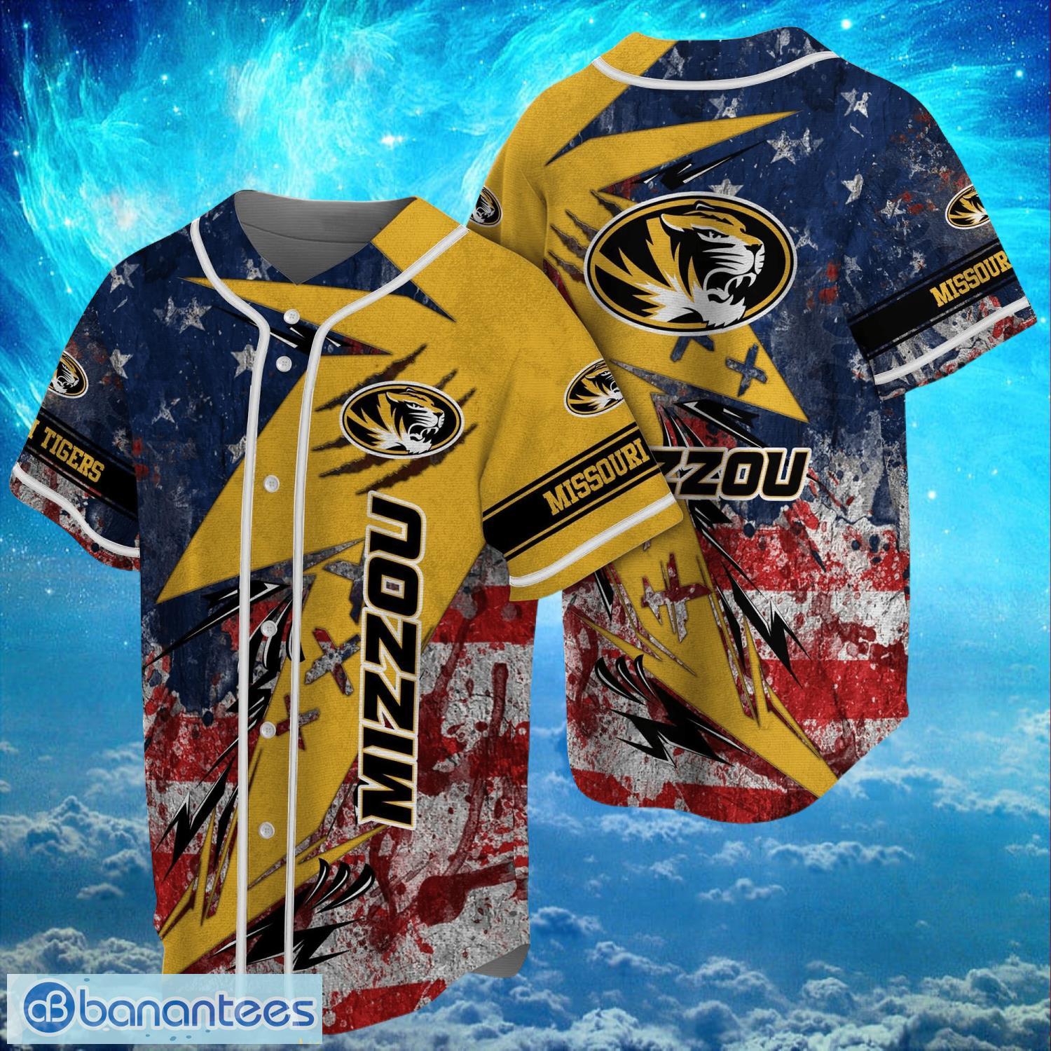 ncaa missouri tigers logo design baseball jersay shirt full print image NCAA Missouri Tigers Logo Design Baseball Jersay Shirt Full Print Product Photo 1