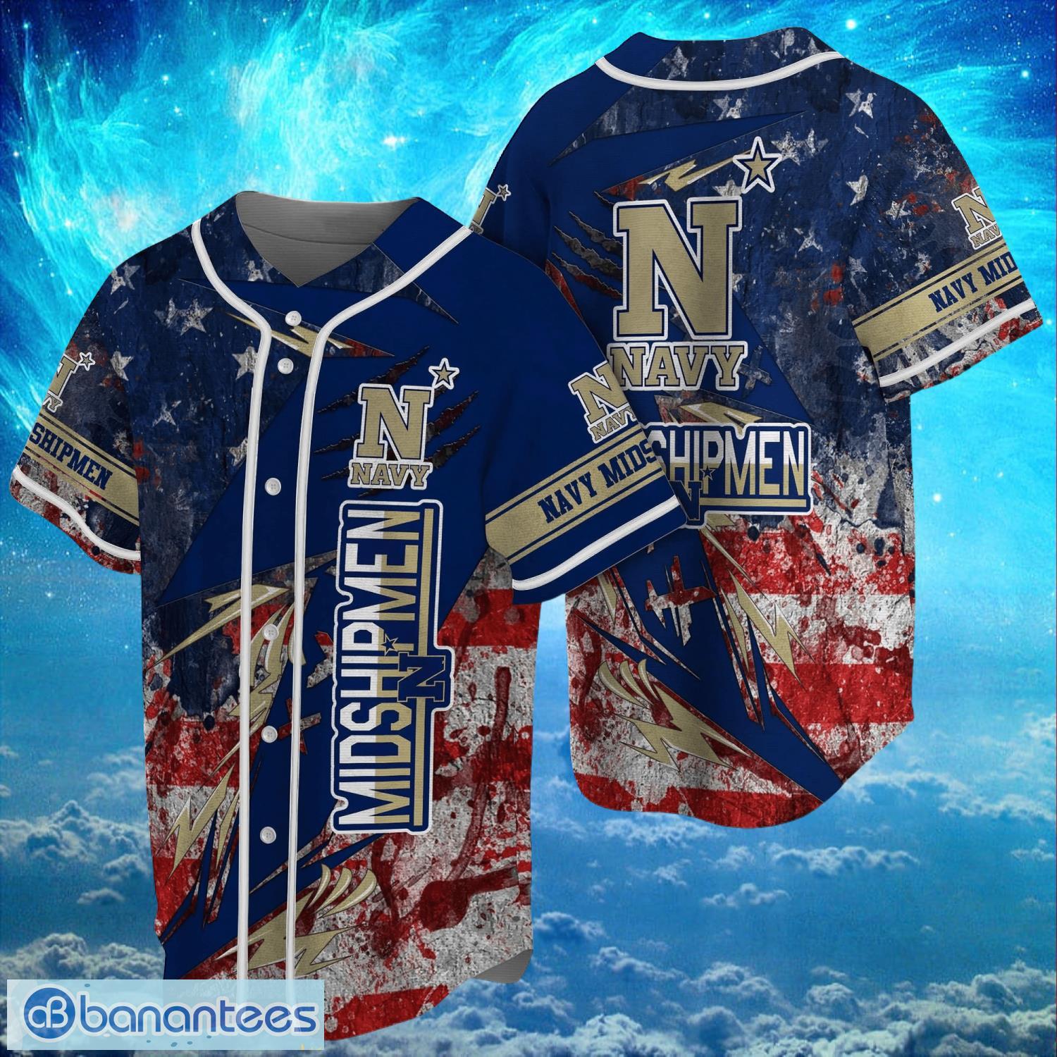 ncaa navy midshipmen logo design baseball jersay shirt full print image NCAA Navy Midshipmen Logo Design Baseball Jersay Shirt Full Print Product Photo 1