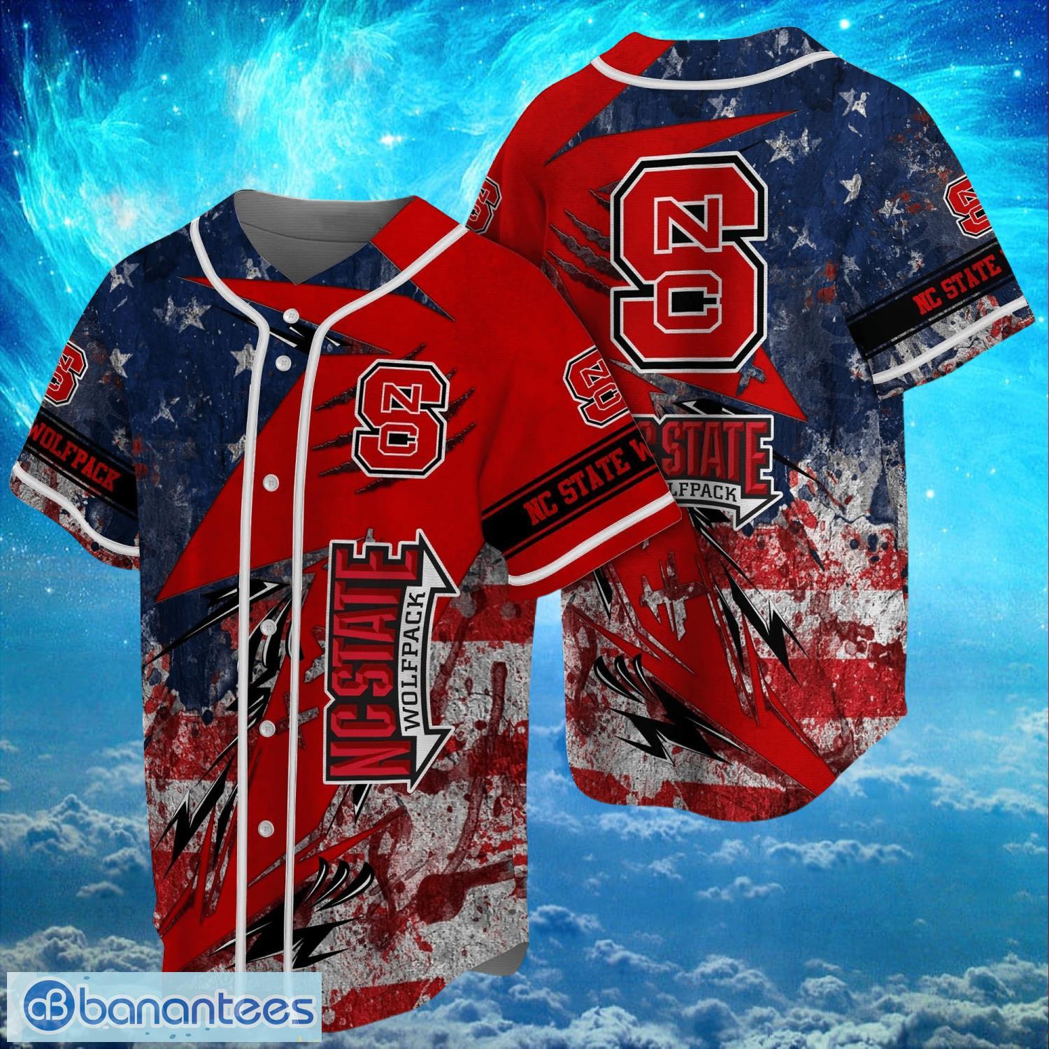 ncaa nc state wolfpack logo design baseball jersay shirt full print image NCAA Nc State Wolfpack Logo Design Baseball Jersay Shirt Full Print Product Photo 1