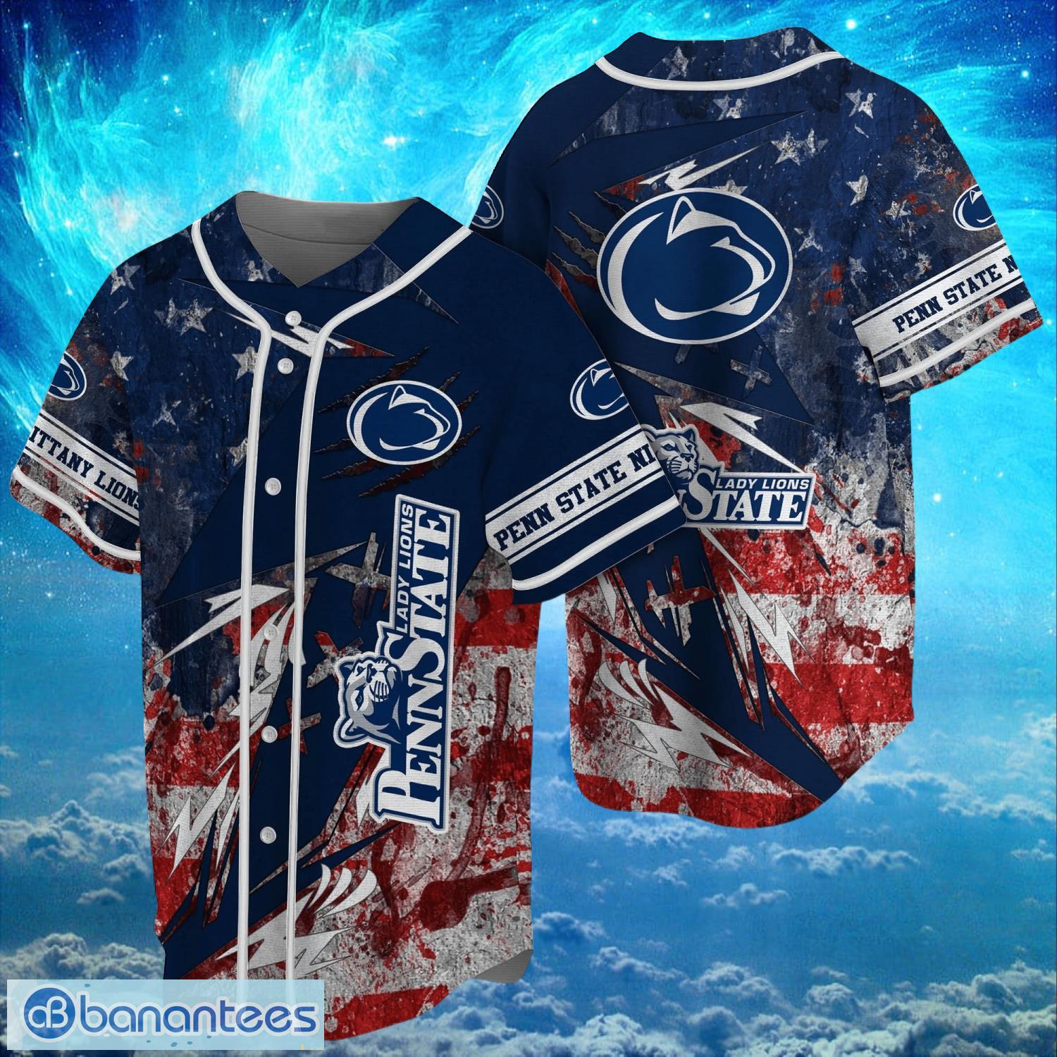 ncaa penn state nittany lions logo design baseball jersay shirt full print image NCAA Penn State Nittany Lions Logo Design Baseball Jersay Shirt Full Print Product Photo 1