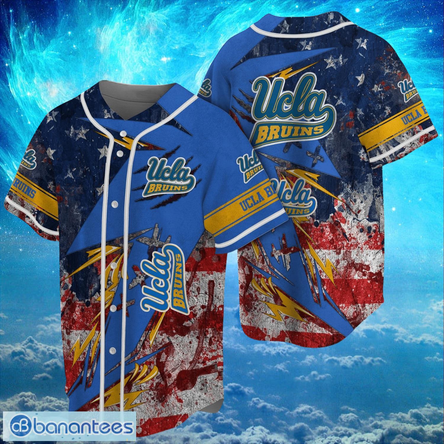 ncaa ucla bruins logo design baseball jersay shirt full print image NCAA Ucla Bruins Logo Design Baseball Jersay Shirt Full Print Product Photo 1