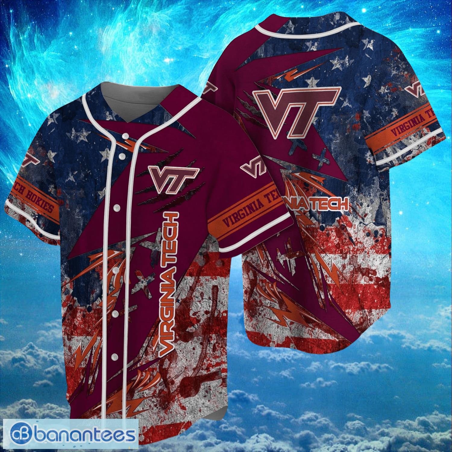ncaa virginia tech hokies logo design baseball jersay shirt full print image NCAA Virginia Tech Hokies Logo Design Baseball Jersay Shirt Full Print Product Photo 1