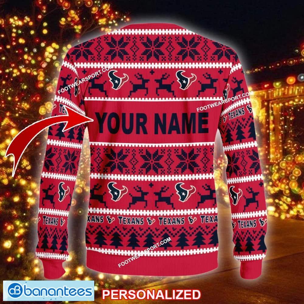 new festoon houston texans ugly christmas sweater gift for men and women custom name 1 image NEW Festoon Houston Texans Ugly Christmas Sweater Gift For Men And Women Custom Name - NFL Houston Texans Ugly Christmas Sweater For Men And Women Photo 2