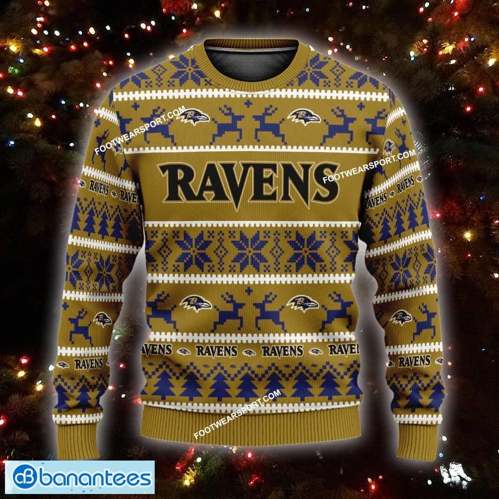 new friends baltimore ravens ugly christmas 3d sweater gift for adult custom name image NEW Friends Baltimore Ravens Ugly Christmas 3D Sweater Gift For Adult Custom Name - NFL Baltimore Ravens Ugly Christmas Sweater For Men And Women Photo 1