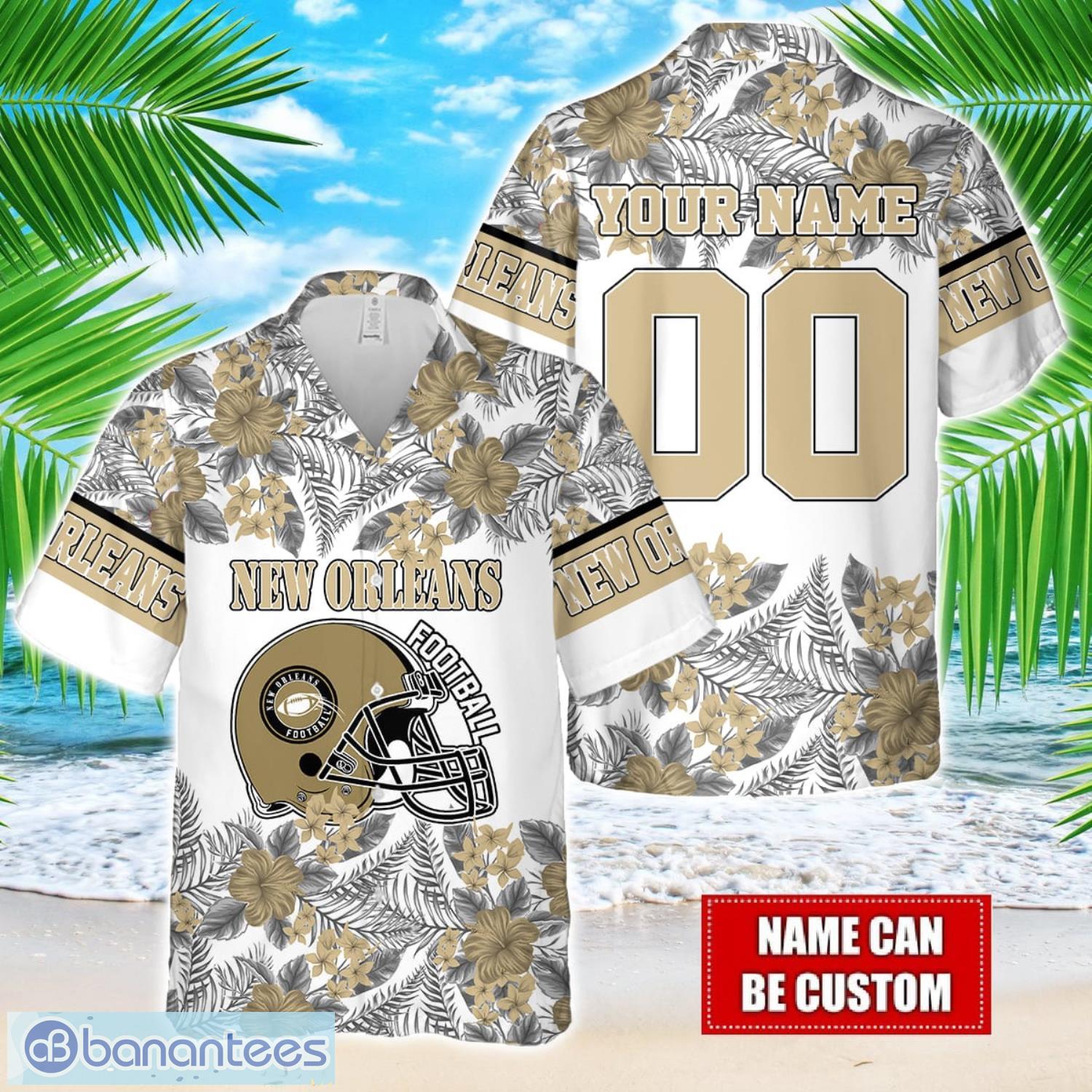 new orleans team hawaiian and shorts all printed beach set for fans custom name image New Orleans Team Hawaiian And Shorts All Printed Beach Set For Fans Custom Name Product Photo 1