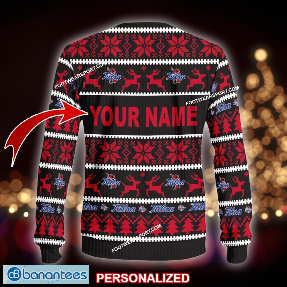 new presents tulsa golden hurricane ugly christmas sweater gift for men and women custom name 1 image NEW Presents Tulsa Golden Hurricane Ugly Christmas Sweater Gift For Men And Women Custom Name - NCAA Tulsa Golden Hurricane Ugly Christmas Sweater For Men And Women Photo 2