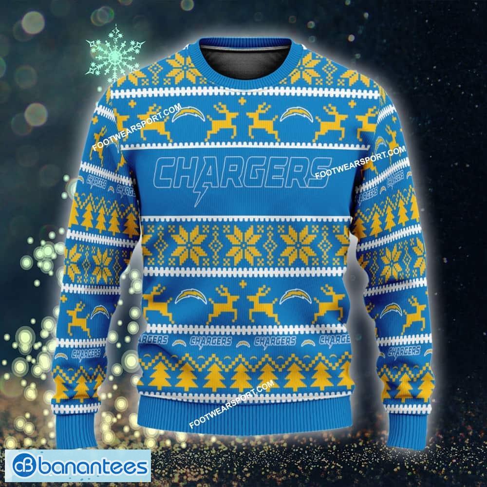 new red los angeles chargers ugly christmas sweater gift holidays custom name image NEW Red Los Angeles Chargers Ugly Christmas Sweater Gift Holidays Custom Name - NFL Los Angeles Chargers Ugly Christmas Sweater For Men And Women Photo 1