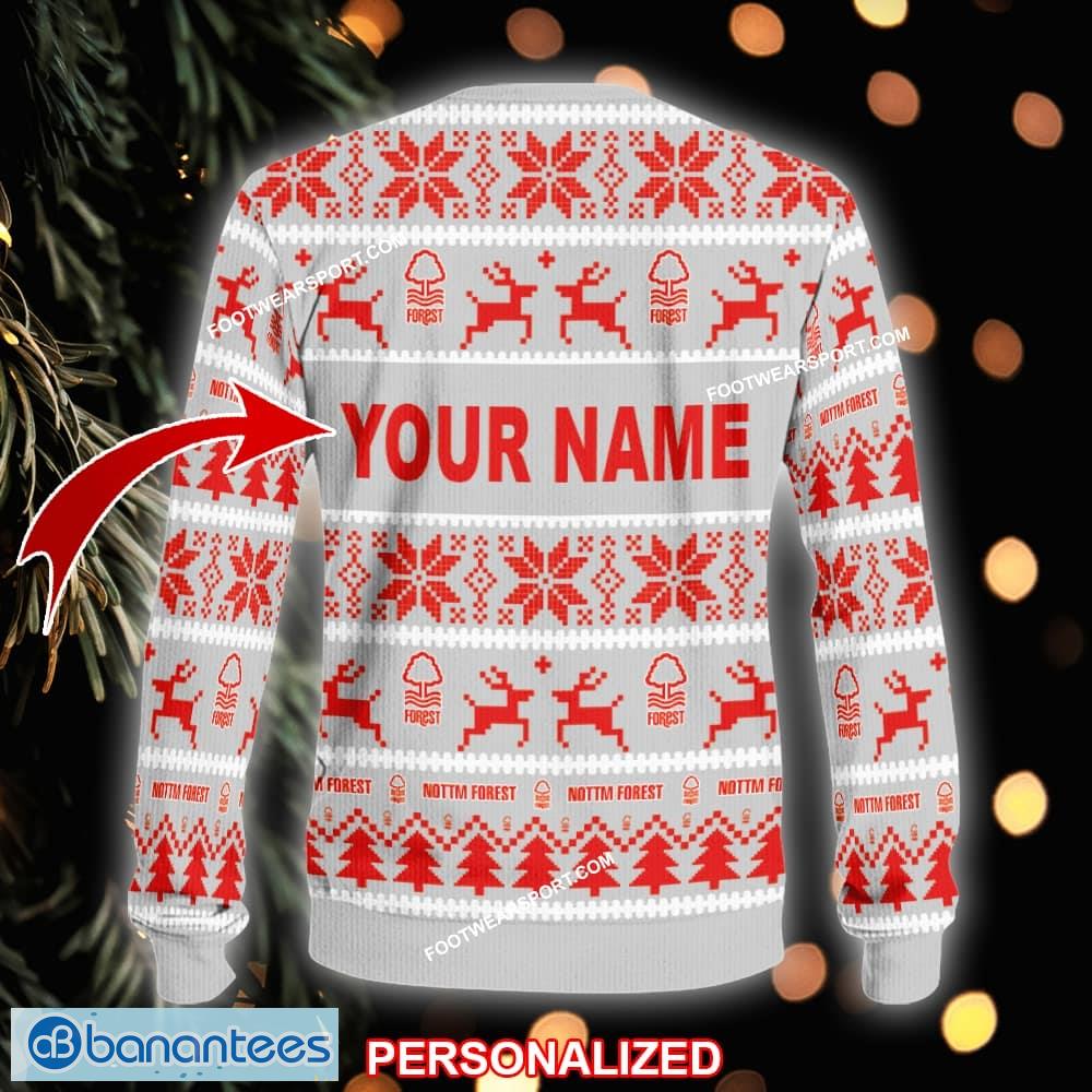 new reindeer nottingham forest knitted christmas sweater gift for adult custom name 1 image NEW Reindeer Nottingham Forest Knitted Christmas Sweater Gift For Adult Custom Name - EPL Nottingham Forest Ugly Christmas Sweater For Men And Women Photo 2