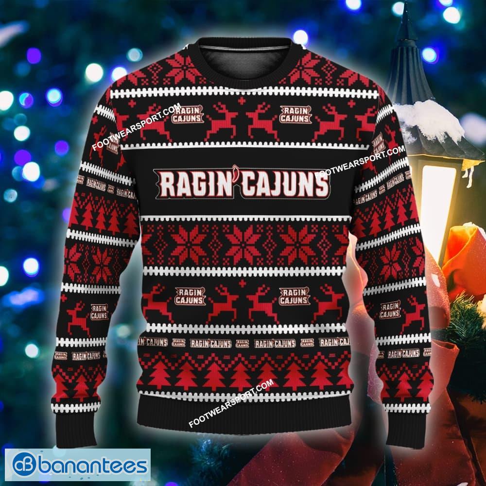 new rejoice louisiana ragin cajuns ugly christmas sweater gift for men and women custom name image NEW Rejoice Louisiana Ragin Cajuns Ugly Christmas Sweater Gift For Men And Women Custom Name - NCAA Louisiana Ragin Cajuns Ugly Christmas Sweater For Men And Women Photo 1